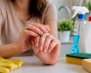 produtos de limpeza danificam as unhas